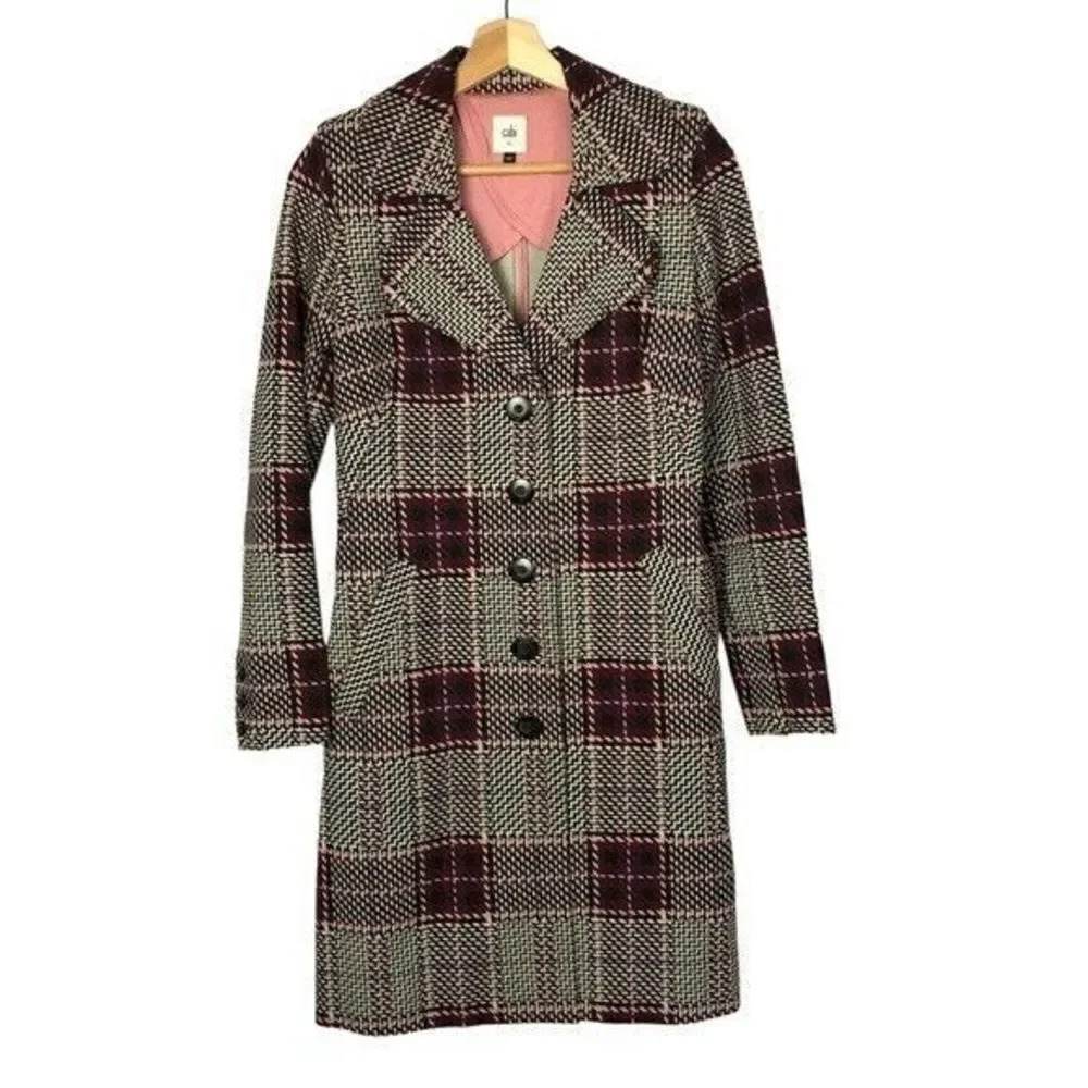 Cabi Sovereign Houndstooth Plaid Ponte Knit Peacoat XS #3370